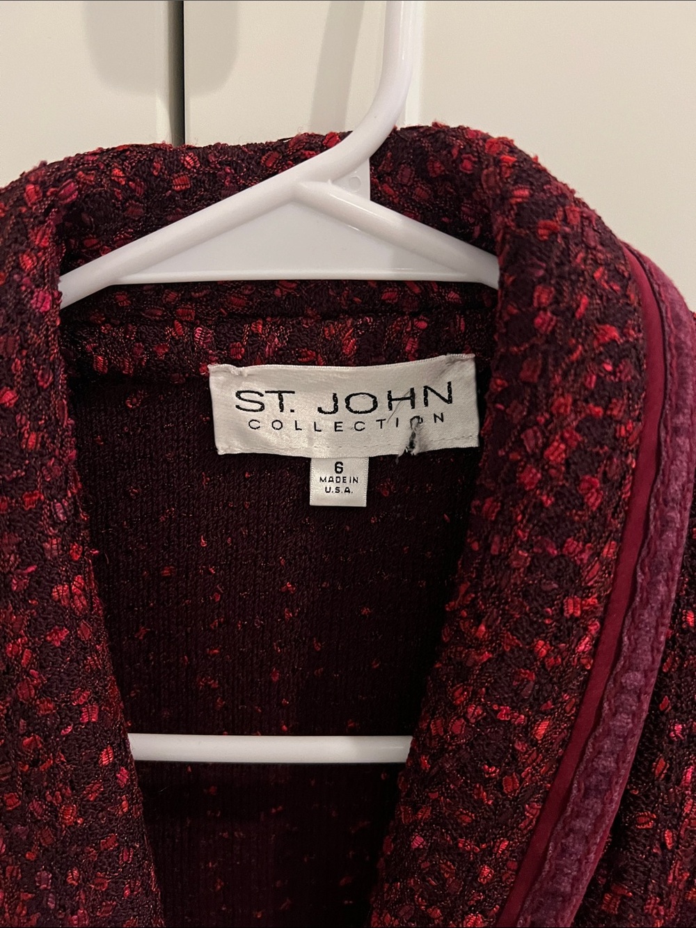 St. John Burgundy Santana Knit Two-Piece Skirt Suit - Picture 2 of 7